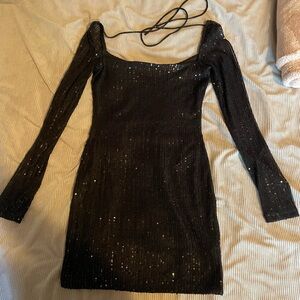 Lucy in the Sky Black Sequin Long Sleeve Dress
